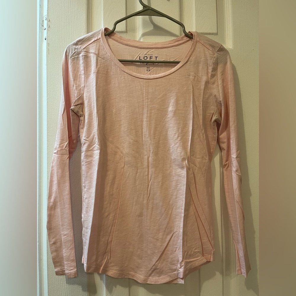 Two LOFT Vintage Soft Burgundy and Blush Pink Longsleeve Top - Picture 2 of 4
